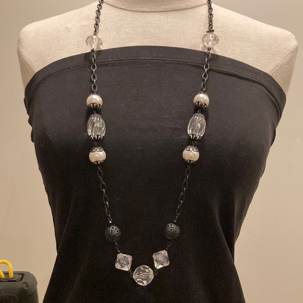Vintage Gun metal costume necklace